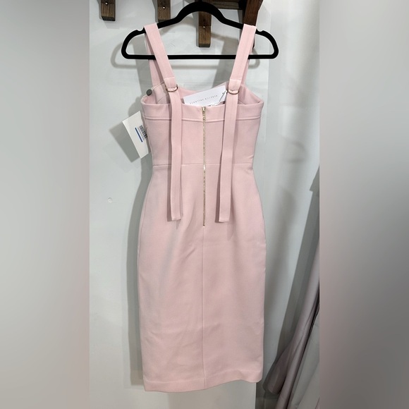 NWT Rebecca Vallance Celestina Knotted Crepe Dress Pink Midi Size 2 - Picture 4 of 13